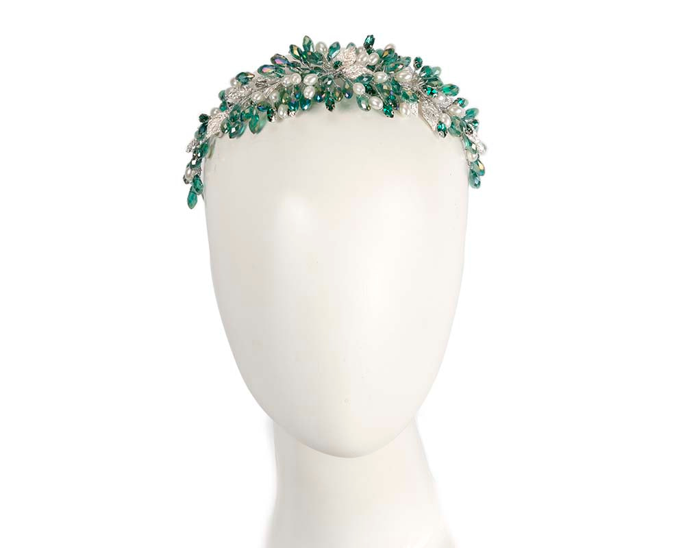 Green and silver crystal covered headband - Hats From OZ
