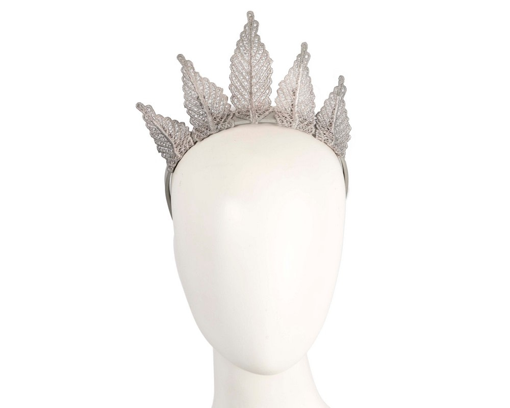 Made in Australia silver lace crown fascinator - Hats From OZ