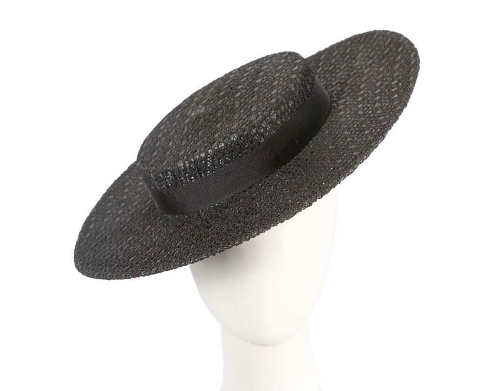 Black lace covered boater hat by Max Alexander - Hats From OZ