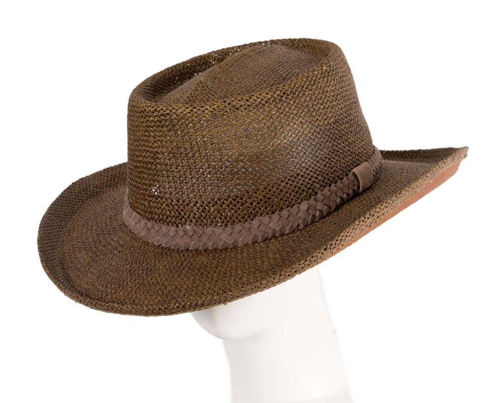 Wide brim brown squatter hat - Hats From OZ