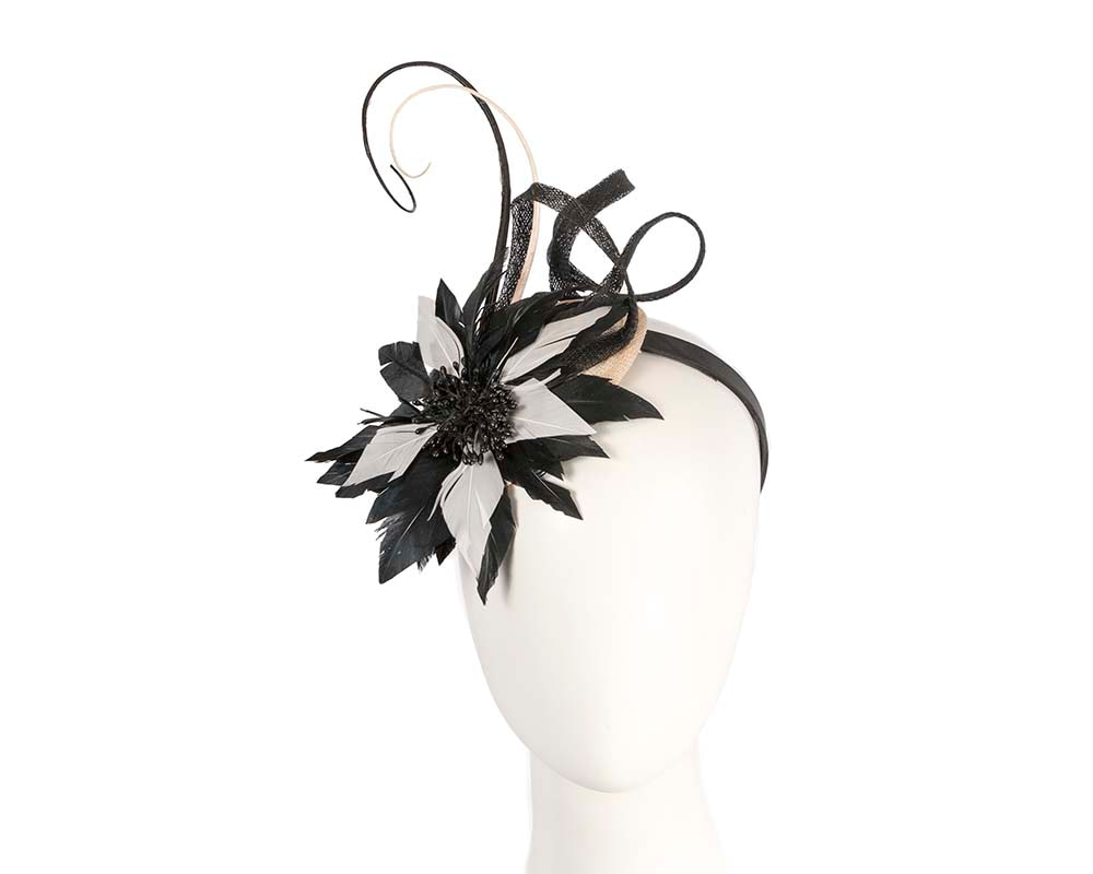 Black and cream feather fascinator - Hats From OZ