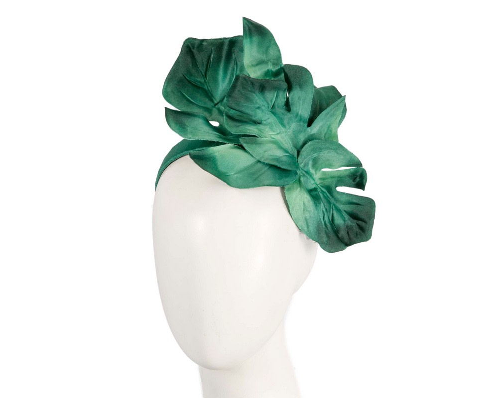 Green monstera leaves fascinator by Max Alexander - Hats From OZ