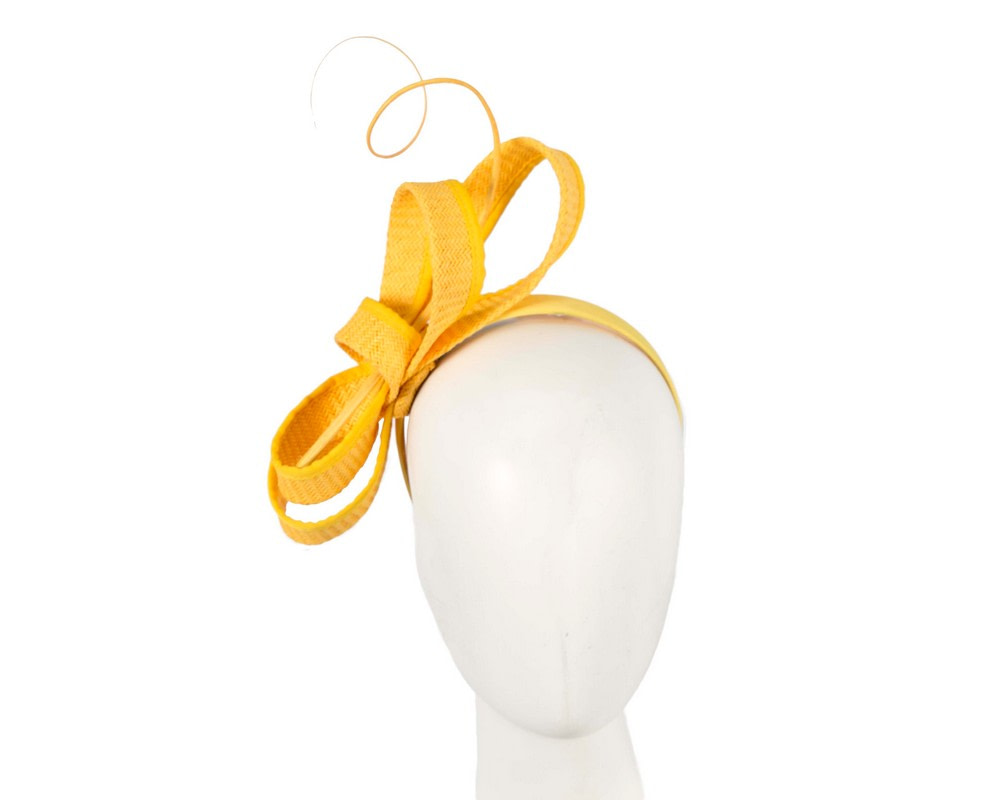 Yellow loops and feather fascinator by Max Alexander - Hats From OZ