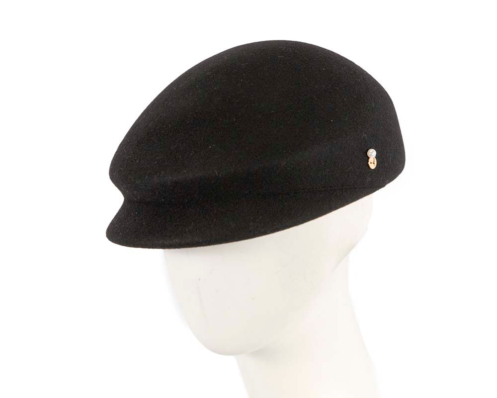 Black felt short beak beret - Hats From OZ