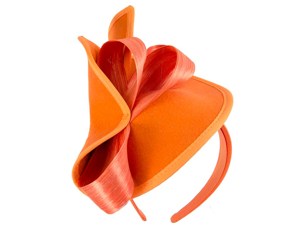 Twisted orange felt fascinator by Fillies Collection - Hats From OZ Twisted orange felt fascinator by Fillies Collection - Image 2