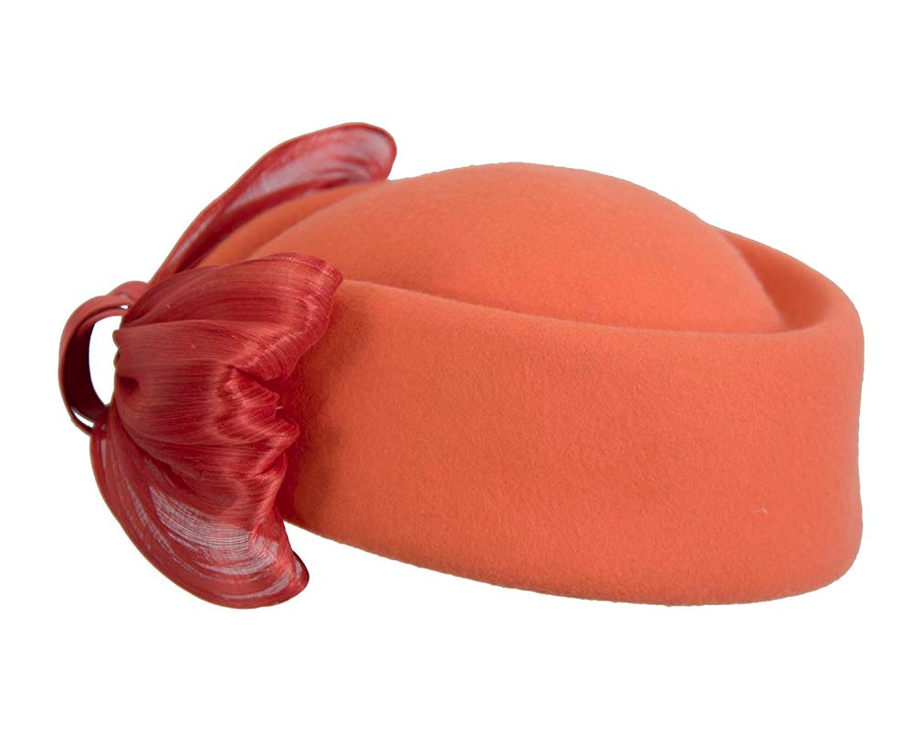 Orange Jackie Onassis style felt beret by Fillies Collection - Image 5
