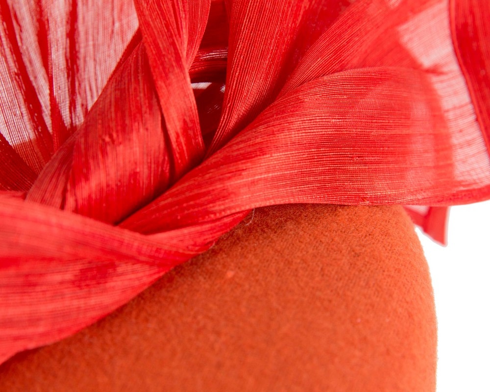 Bespoke orange winter racing fascinator by Fillies Collection - Image 5
