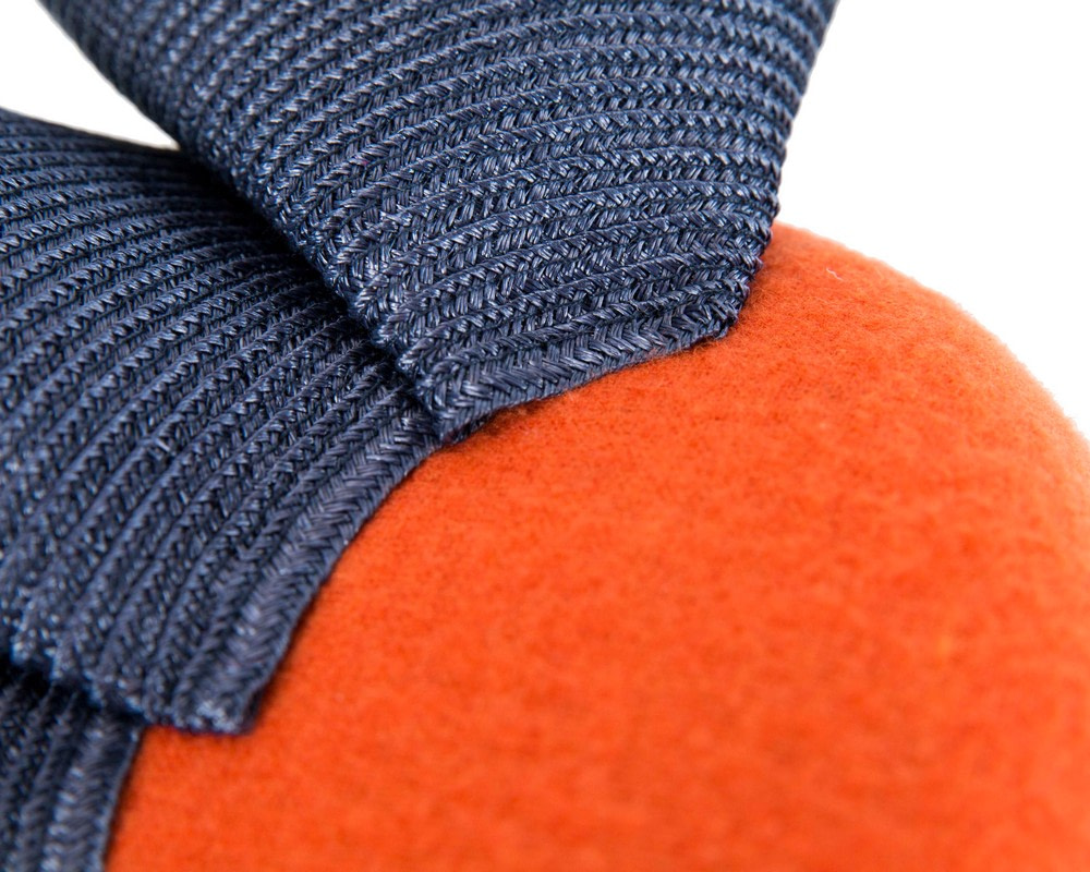 Orange & navy pillbox fascinator by Fillies Collection - Image 5