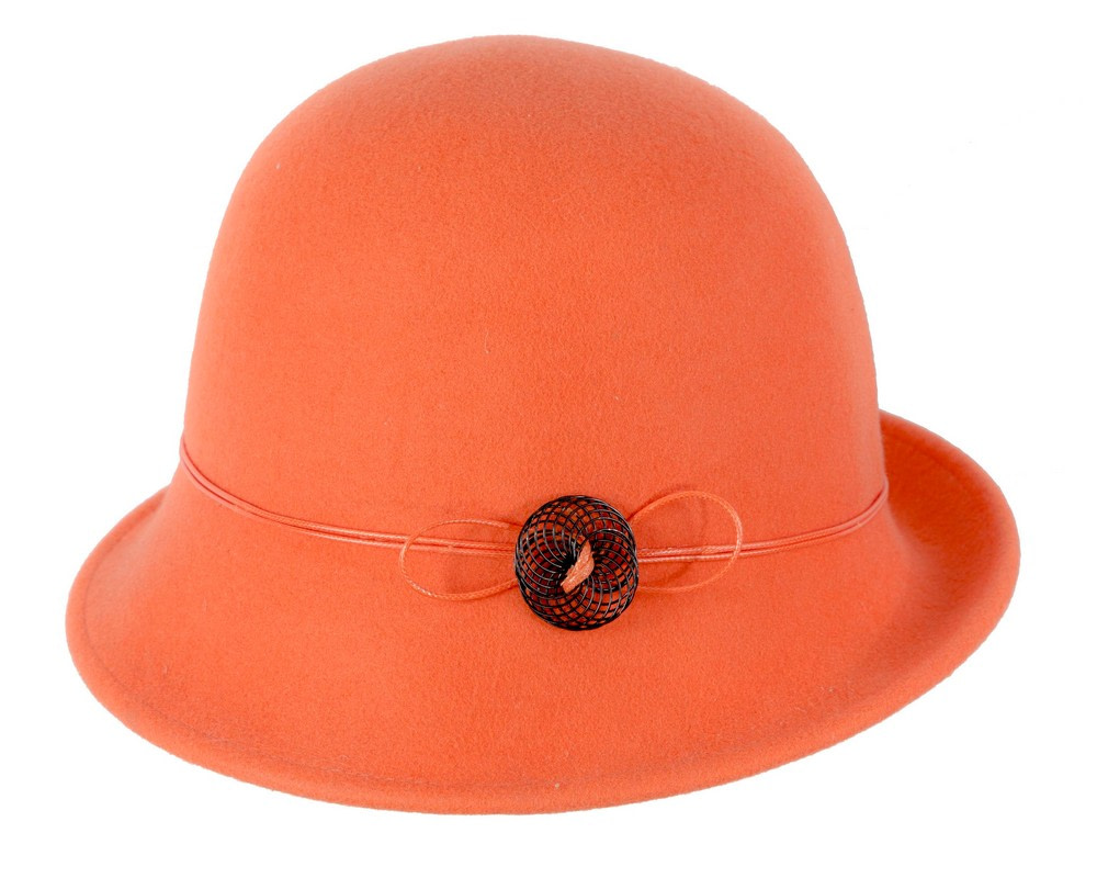 Orange felt cloche hat by Max Alexander - Image 4