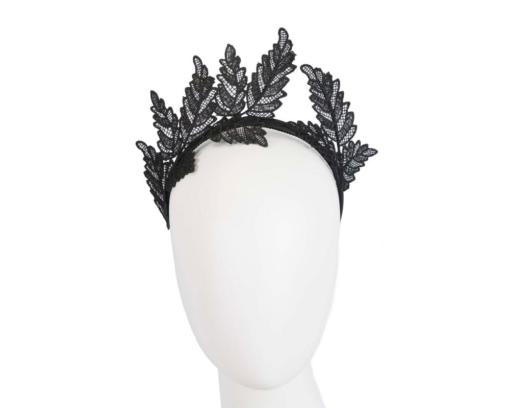 Black lace crown racing fascinator by Max Alexander MA848 - Hats From OZ