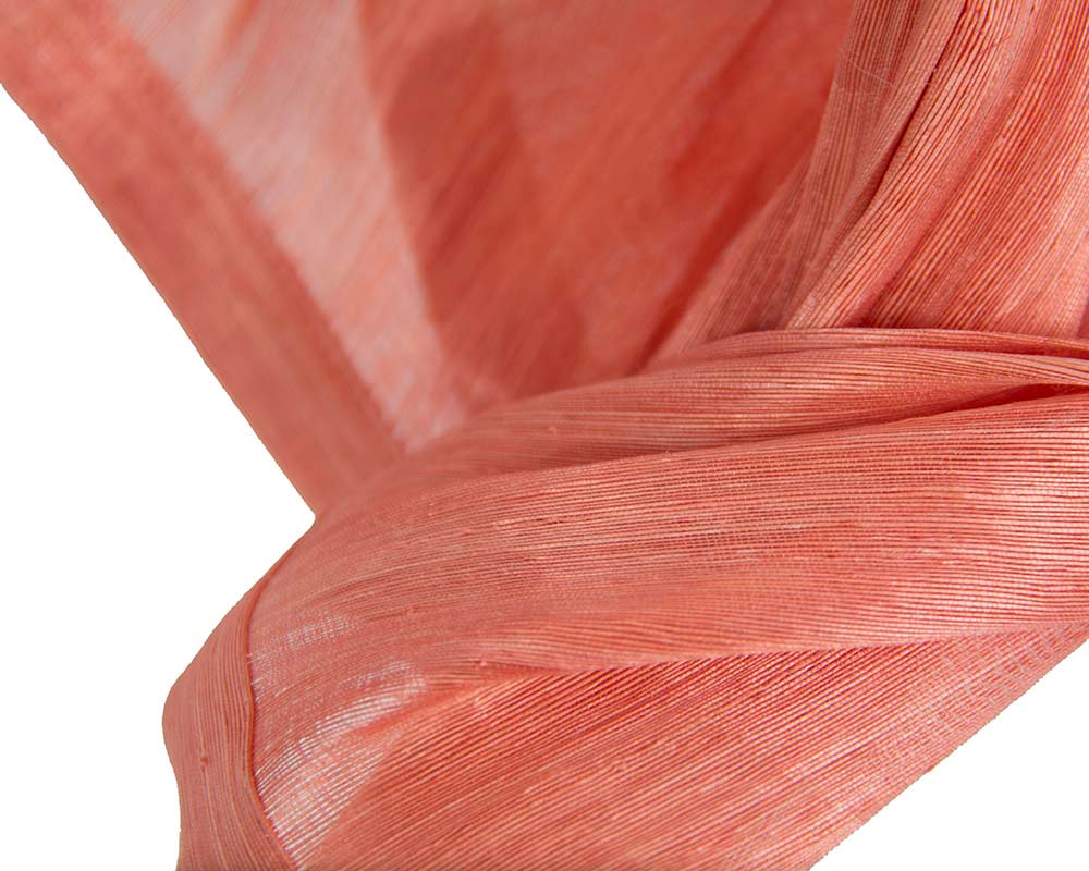 Bespoke coral silk abaca racing fascinator by Fillies Collection - Hats From OZ Bespoke coral silk abaca racing fascinator by Fillies Collection - Image 3