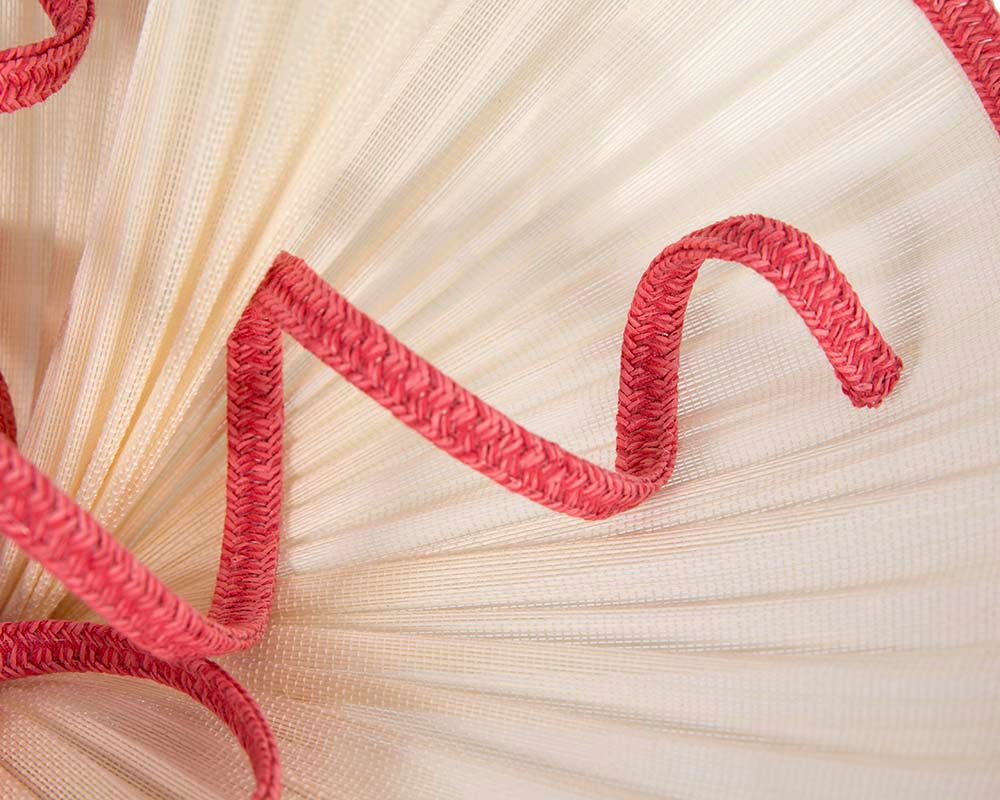Large cream and coral jinsin racing fascinator by Fillies Collection - Image 4