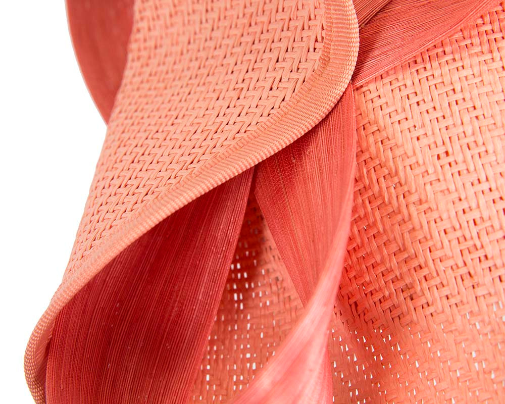 Large coral Fillies Collection racing fascinator with bow - Image 6