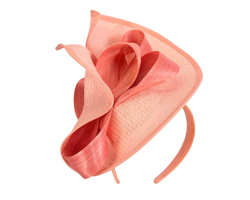 Large coral Fillies Collection racing fascinator with bow - Image 5
