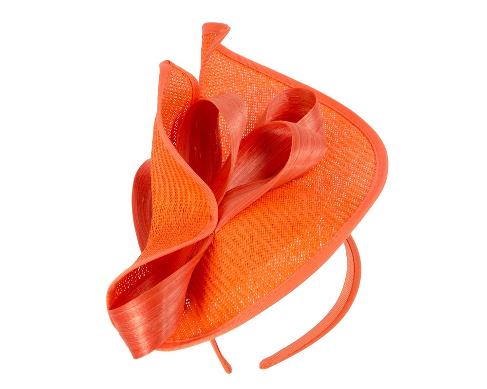Large orange Fillies Collection racing fascinator with bow - Hats From OZ Large orange Fillies Collection racing fascinator with bow - Image 2