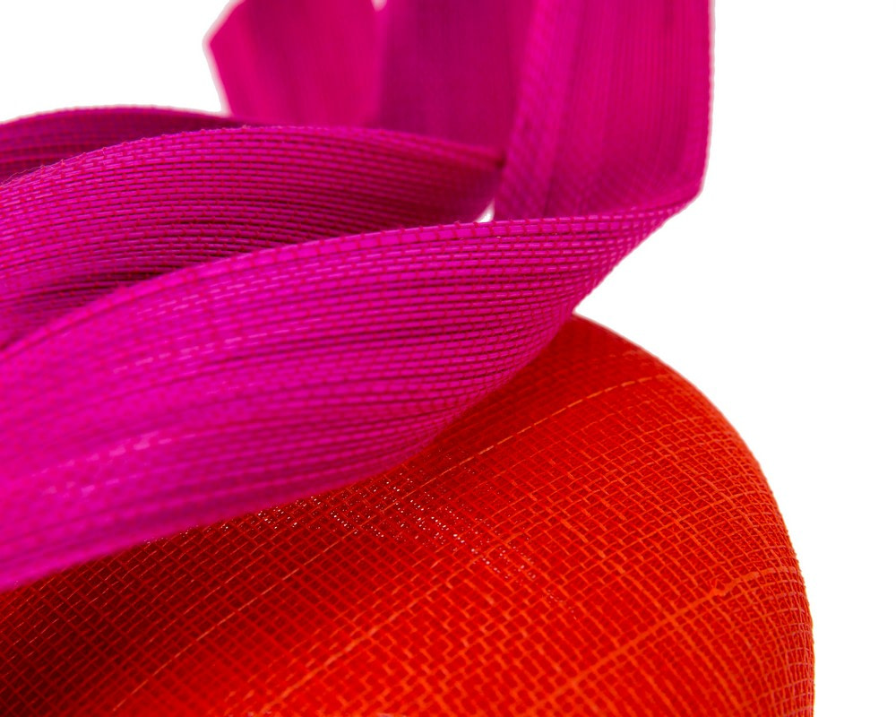 Bespoke orange & fuchsia pillbox fascinator by Fillies Collection - Image 5