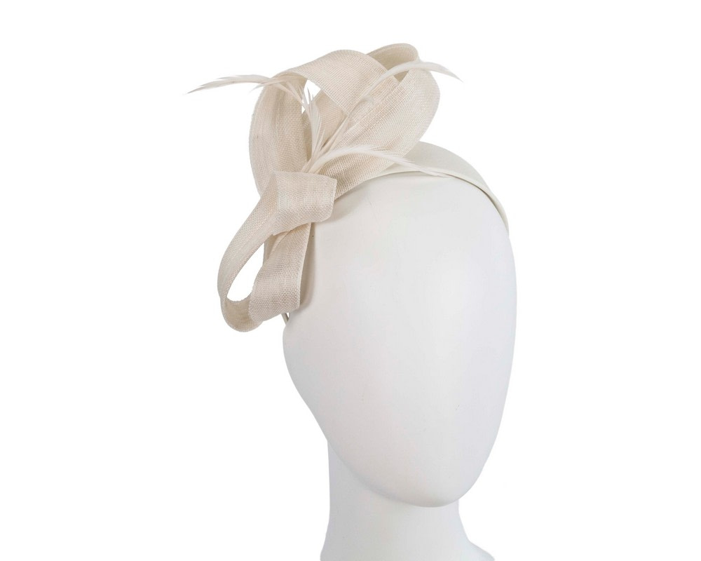 Cream abaca loops and feathers racing fascinator by Fillies Collection - Hats From OZ