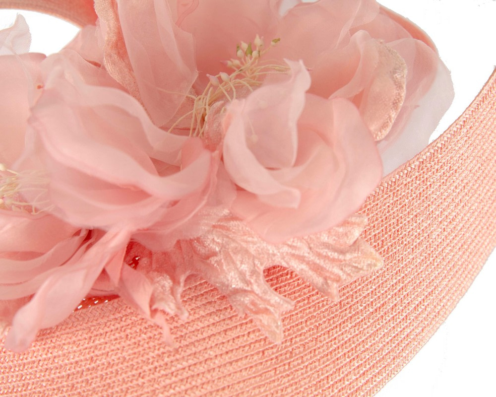 Large coral fascinator with flower by Fillies Collection - Image 5