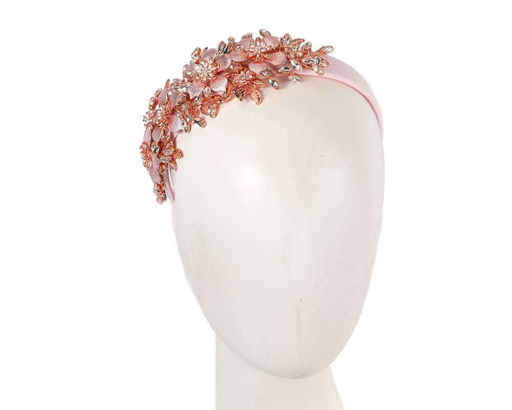 Pink crystals fascinator headband by Cupids Millinery CU523 - Hats From OZ