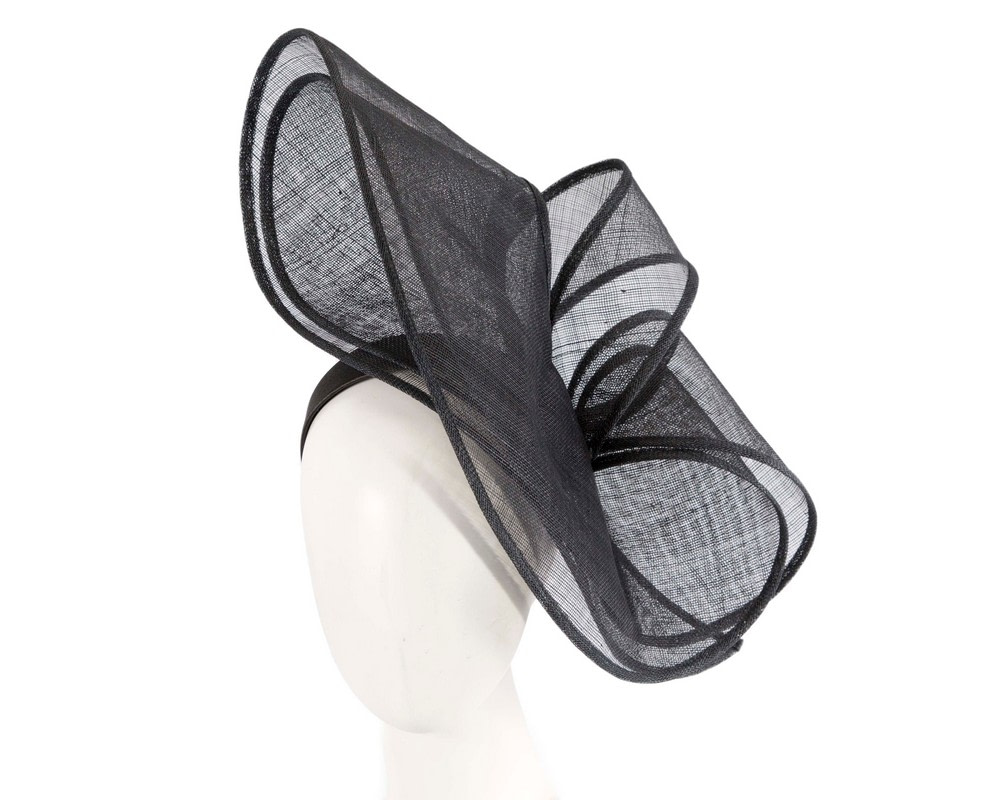 Large black sinamay fascinator by Max Alexander MA904 - Hats From OZ