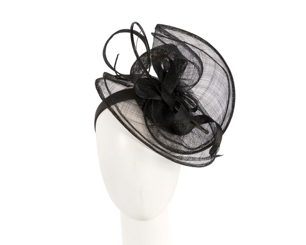 Large black sinamay fascinator by Max Alexander MA913 - Hats From OZ