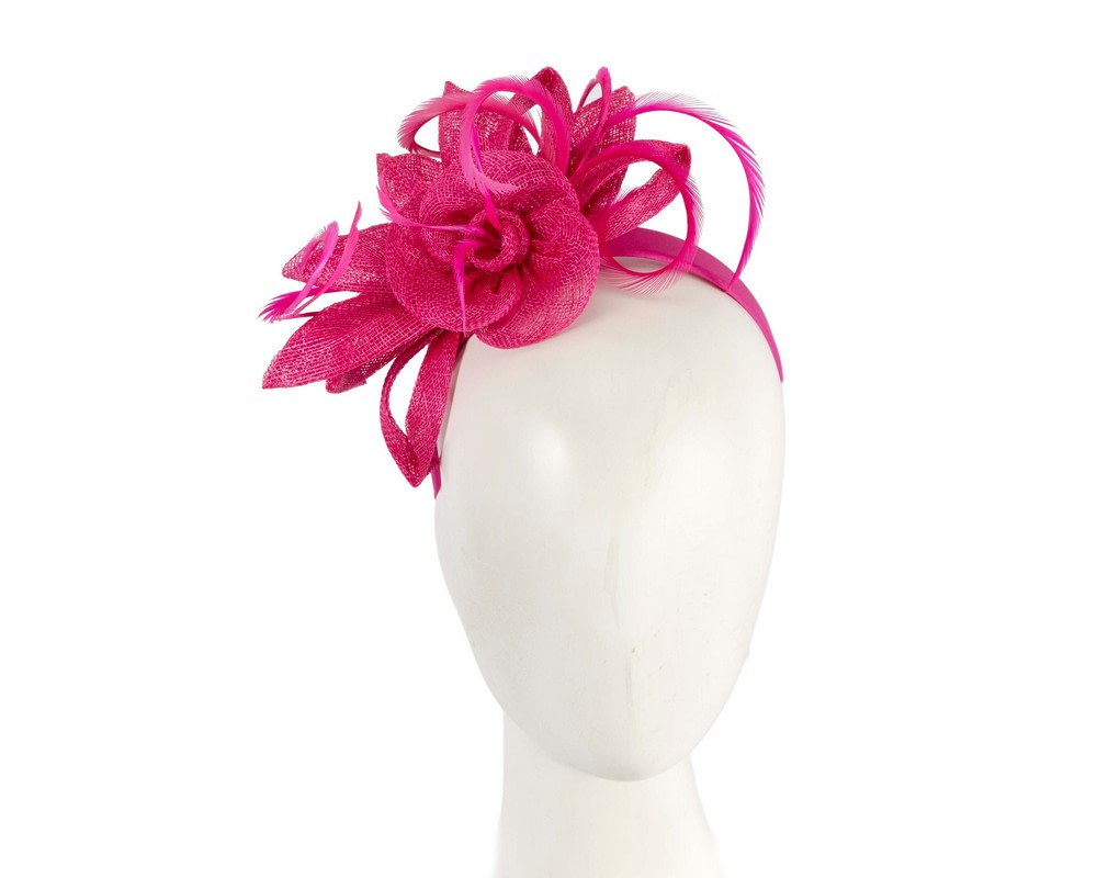 Fuchsia sinamay flower fascinator by Max Alexander - Hats From OZ