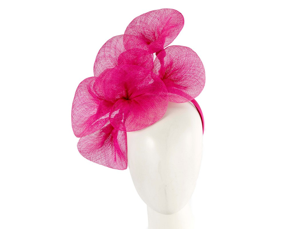 Large fuchsia sinamay flower fascinator by Max Alexander - Hats From OZ