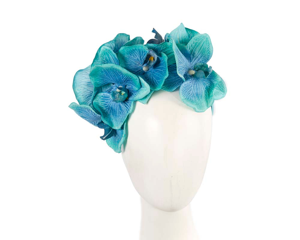 Bespoke aqua orchid flower headband by Fillies Collection - Hats From OZ