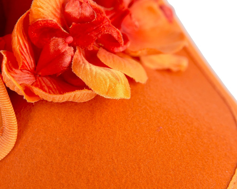 Orange winter felt fascinator with orchid - Image 5
