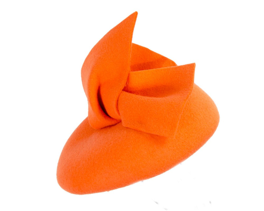 Orange felt winter racing pillbox fascinator - Image 3