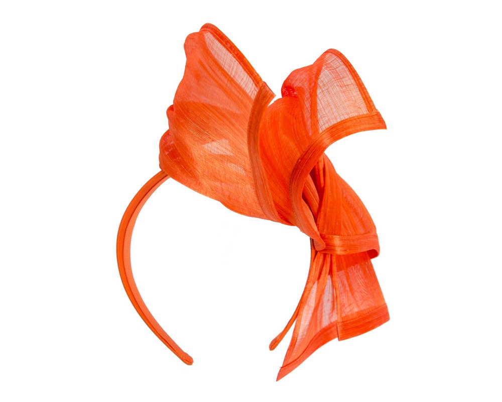 Bespoke orange silk abaca racing fascinator by Fillies Collection - Hats From OZ Bespoke orange silk abaca racing fascinator by Fillies Collection - Image 4