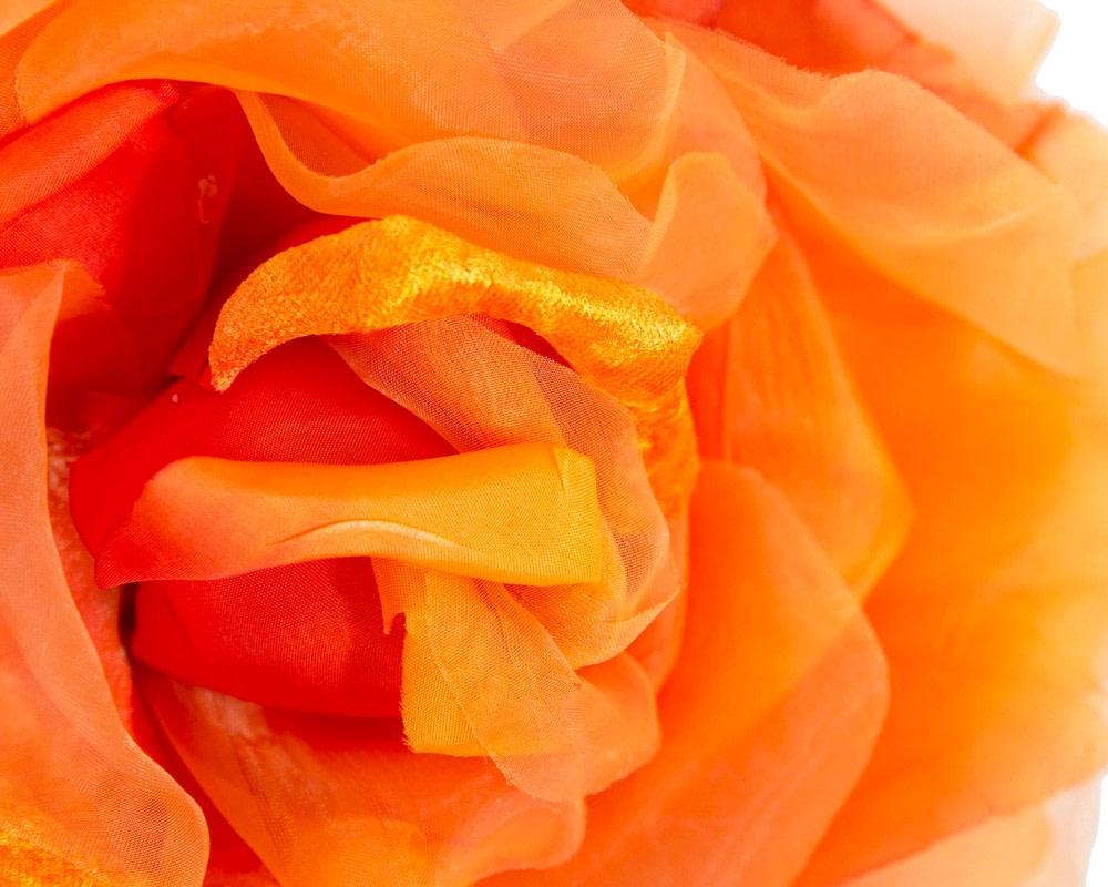 Large orange silk flower fascinator by Fillies Collection - Image 3