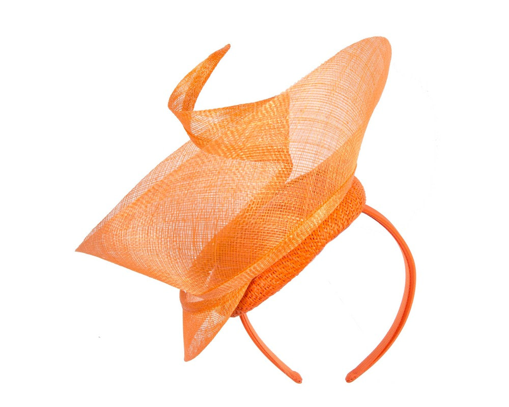 Bespoke orange sinamay fascinator by Fillies Collection - Image 6