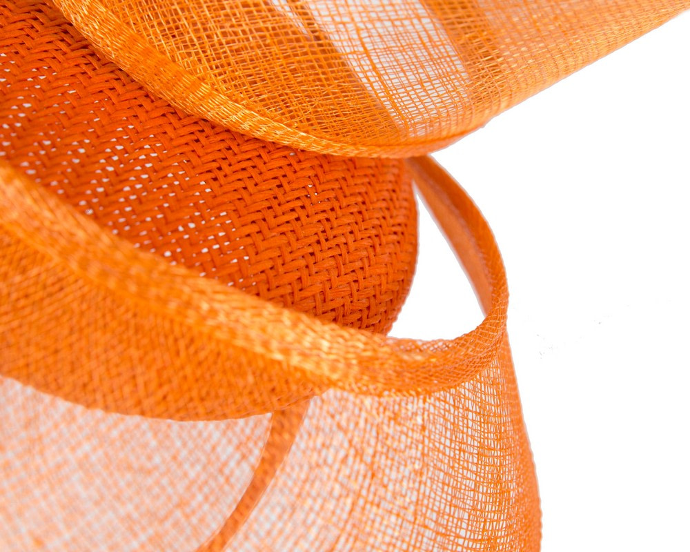 Bespoke orange sinamay fascinator by Fillies Collection - Image 5