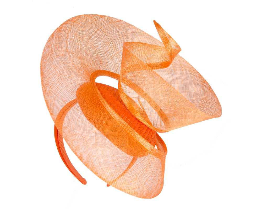 Bespoke orange sinamay fascinator by Fillies Collection - Image 2