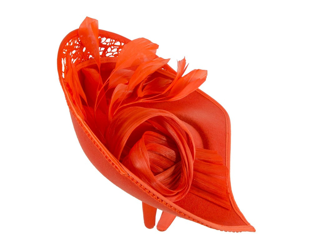 Bespoke orange winter fascinator by Fillies Collection - Image 4
