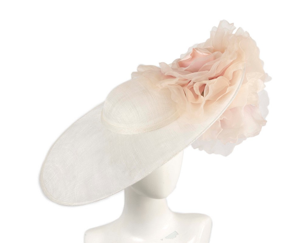 Large cream & pink racing fascinator hat by Fillies Collection - Hats From OZ