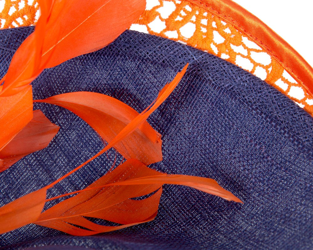 Bespoke blue & orange racing fascinator by Fillies Collection - Image 5