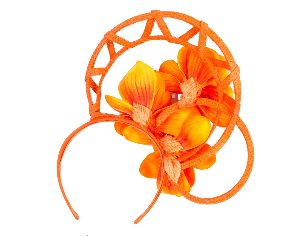Bespoke orange flower fascinator by Fillies Collection - Image 4
