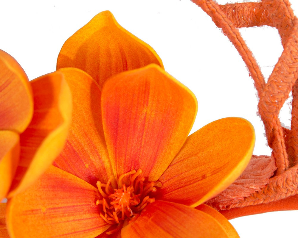 Bespoke orange flower fascinator by Fillies Collection - Image 3