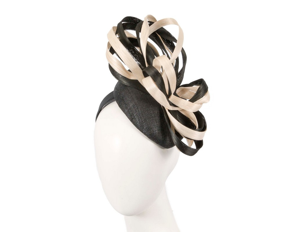 Exclusive black & cream pillbox fascinator by Fillies Collection - Hats From OZ