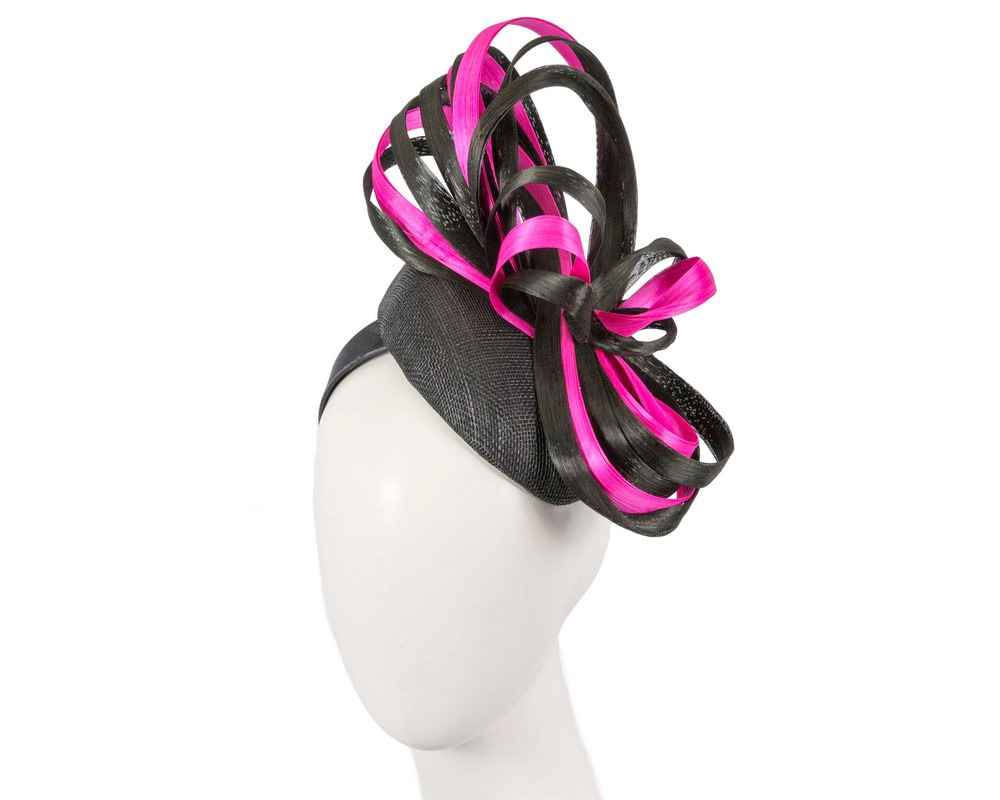 Exclusive black & fuchsia pillbox fascinator by Fillies Collection - Hats From OZ