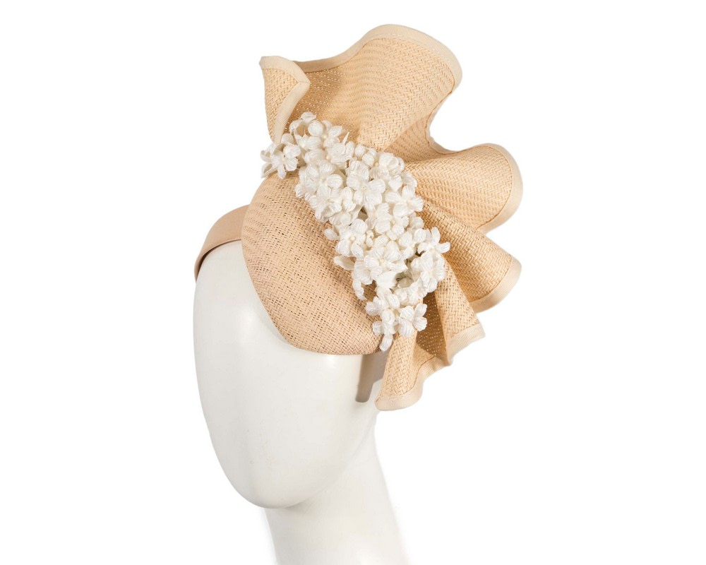 Nude pillbox with cream flowers by Fillies Collection - Hats From OZ