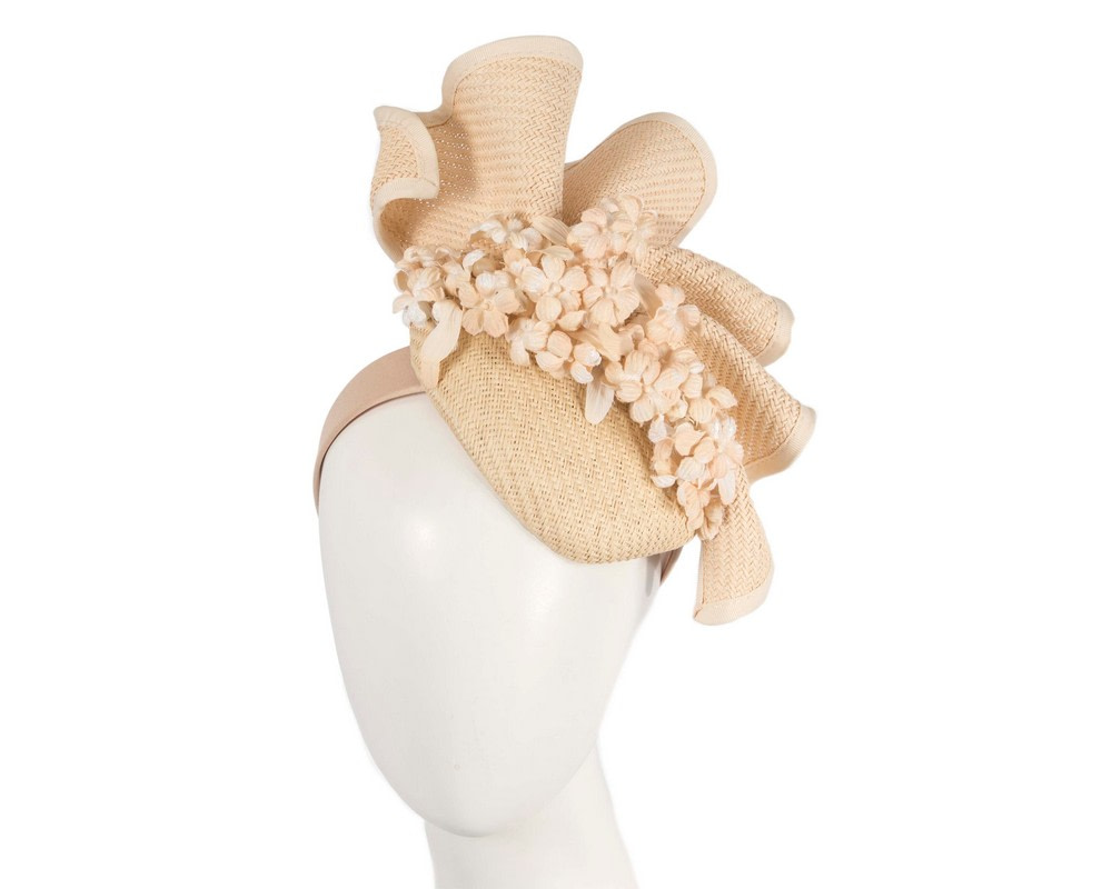 Nude pillbox with flowers by Fillies Collection - Hats From OZ