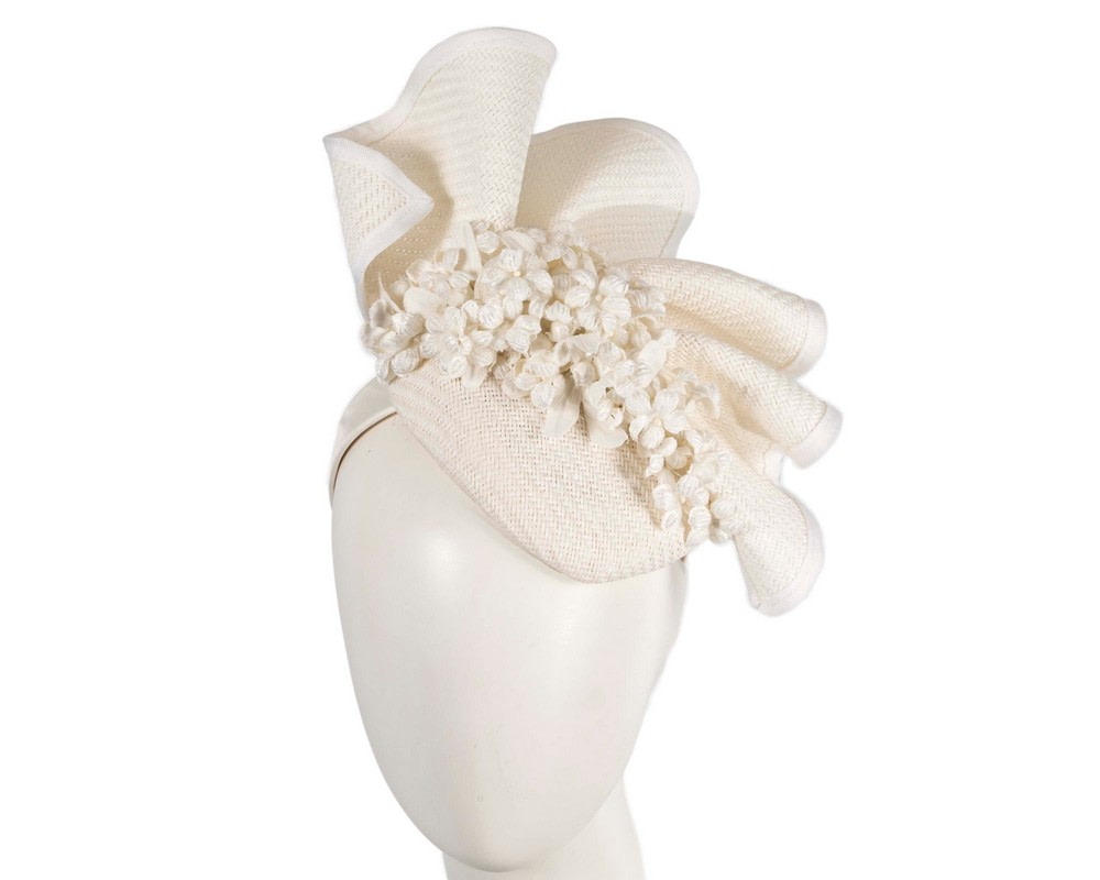 White pillbox with flowers by Fillies Collection - Hats From OZ