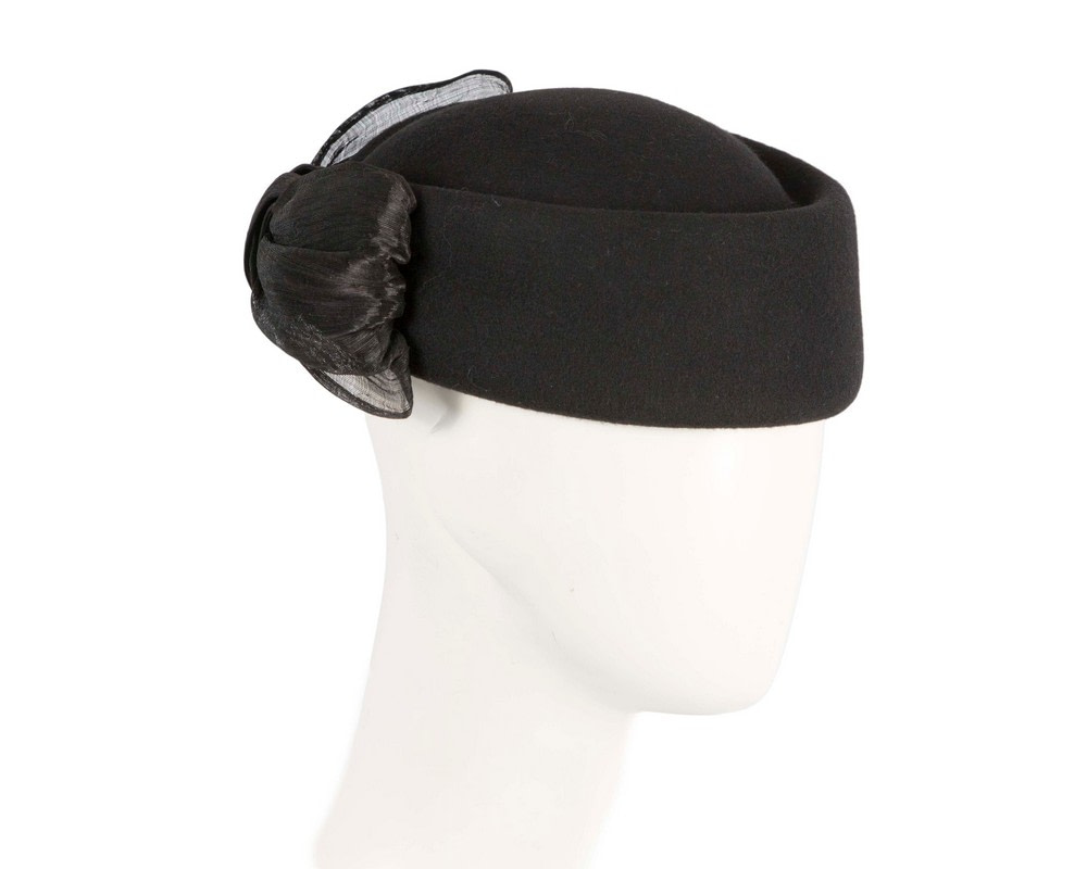 Black Jackie Onassis style felt beret by Fillies Collection - Hats From OZ