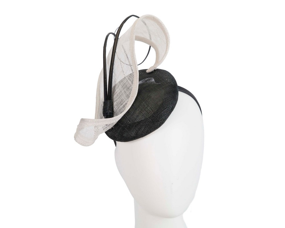 Designers black & white racing fascinator by Max Alexander MA835 - Hats From OZ