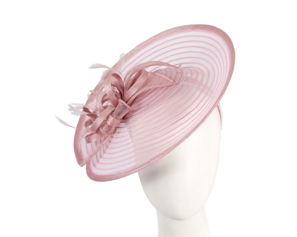 Max Alexander dusty pink plate fascinator with feathers - Hats From OZ