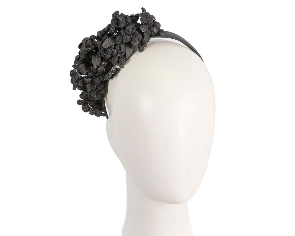 Black flower fascinator headband - Hats From OZ