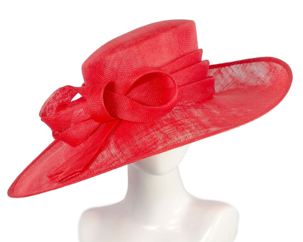 Wide brim red ladies fashion sinamay hat - Hats From OZ